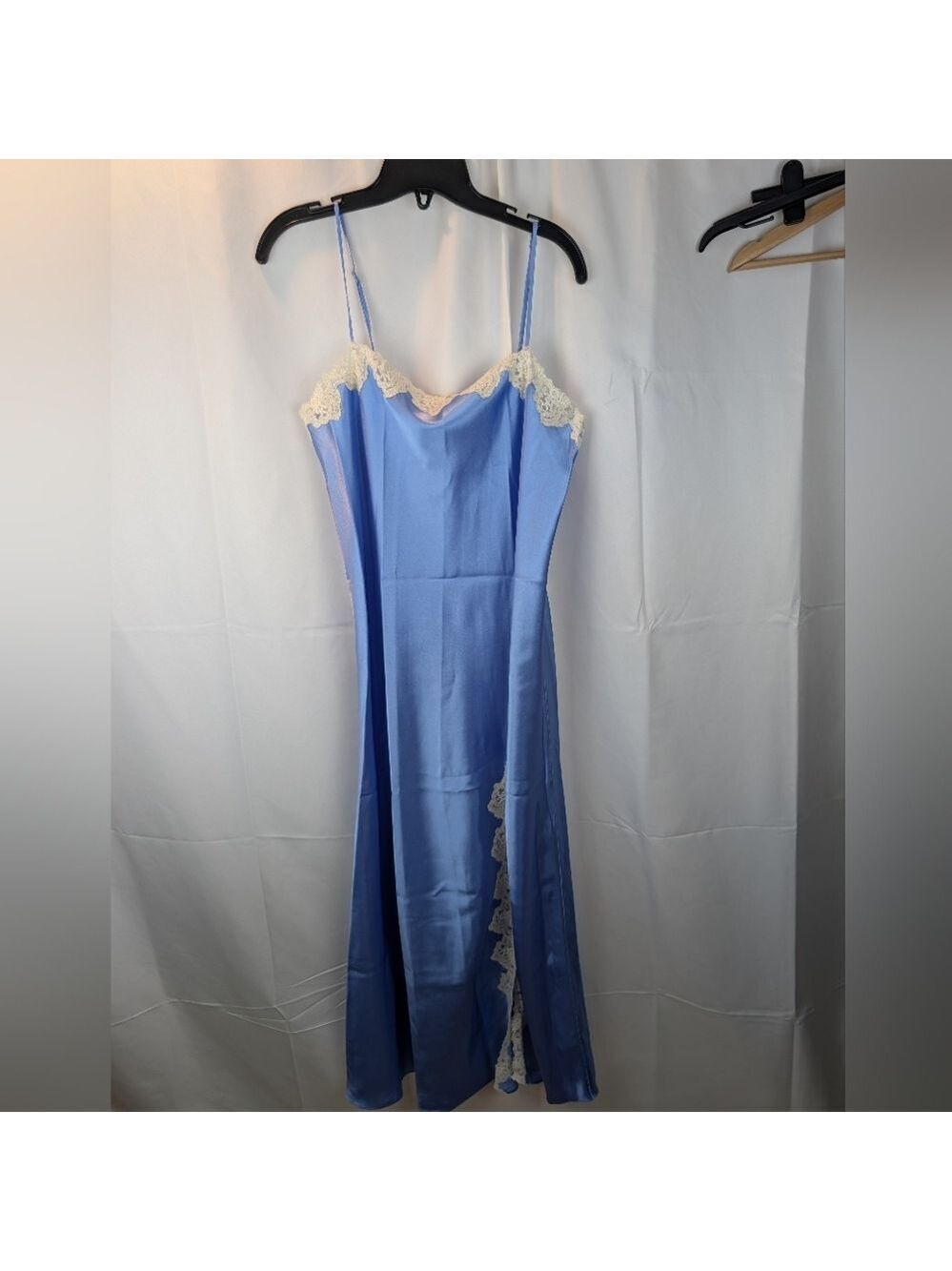 La SENZA Vintage Blue Chemise with Lace Size M (Estimated) In EUC